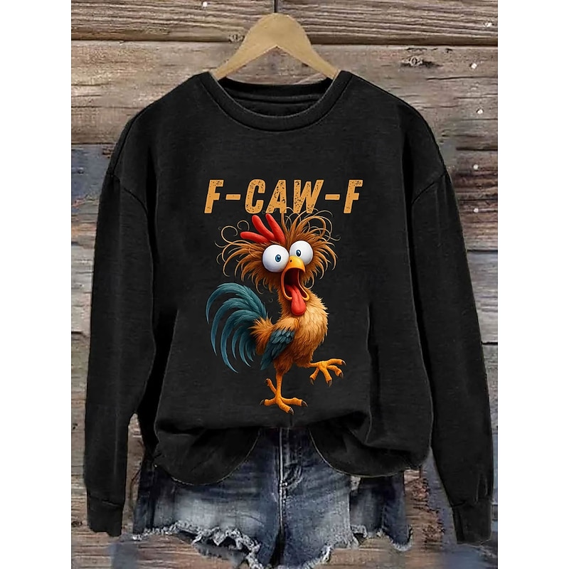 Women's Pullover Graphic Animal Warm Classic Casual Long Sleeve Crew Neck Regular Tops Home Street Dailywear Print White Yellow Red Blue Spring Fall Winter4