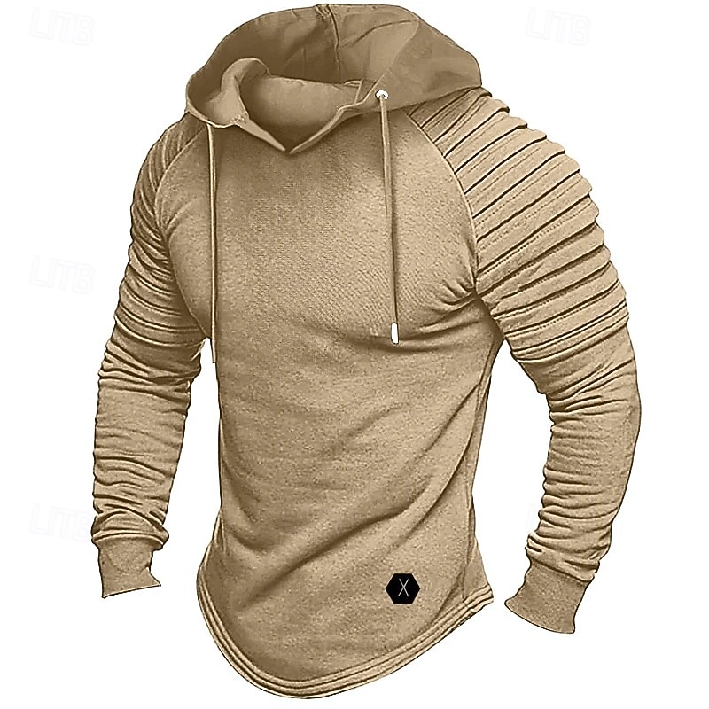 Men's T Shirt Hoodie Tee Top Long Sleeve Hoodie Hooded Lace Up Neck Summer Fall All Seasons Solid Color Fashion Designer Sporty Basic Hooded Street Casual Going out Black Wine Purple Top Tee for Men3