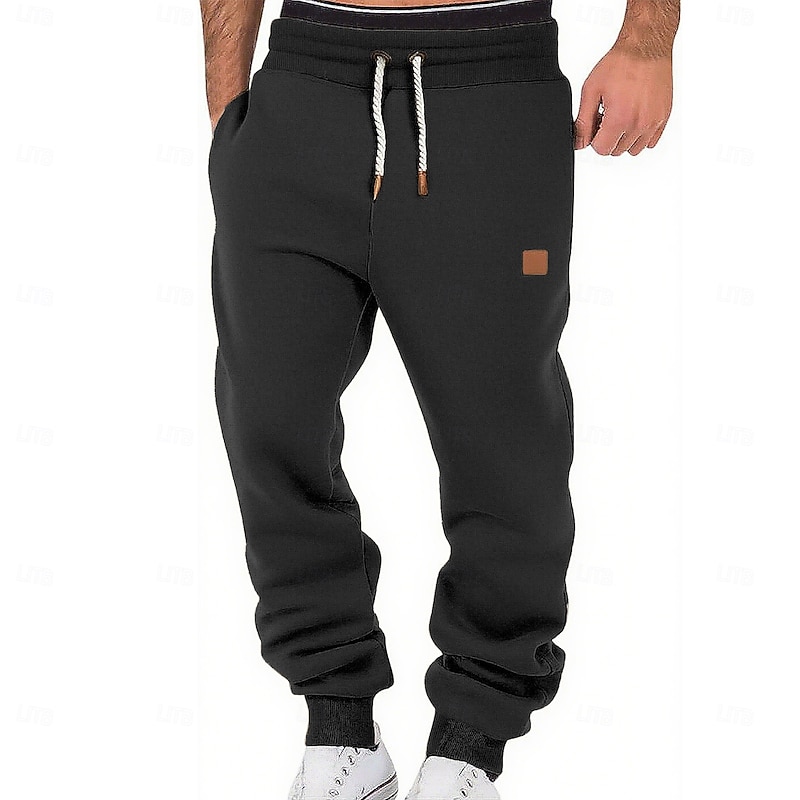 Men's Sweatpants Joggers Fleece Pants Trousers Drawstring Elastic Waist Plain Moisture Wicking Breathable Full Length Sports Outdoor Casual Daily Fashion Streetwear Black Wine Stretchy2