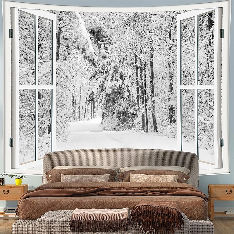 Christmas Tapestry Banners Blanket Winter Wonderland Cozy Party Living Room Dorm Shooting Backgrounds Yard Gift Home Decor3