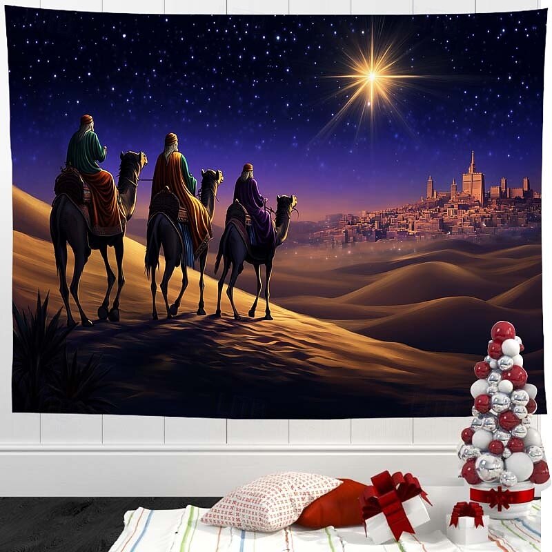 Christmas Tapestry Wall Tapestries Santa Claus Christmas Tree Modern Living Room Home Decor2