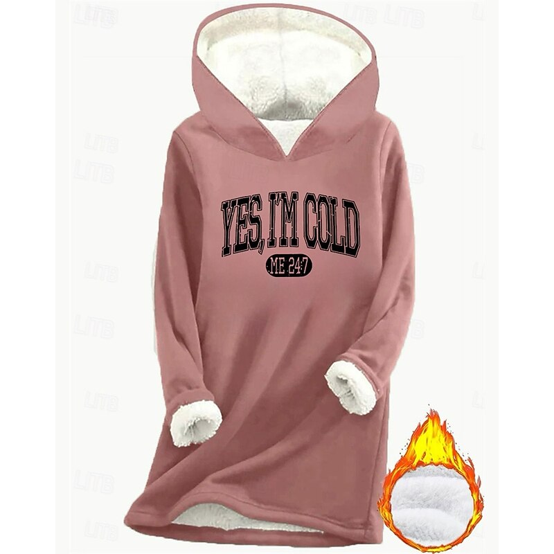 Women's Pullover Hoodie Sweatshirt Graphic Letter Warm Casual Sherpa Fleece Long Sleeve Hooded Long Tops Street Dailywear Casual Print Fleece Lined Dark Pink Blue Gray Fall Winter3