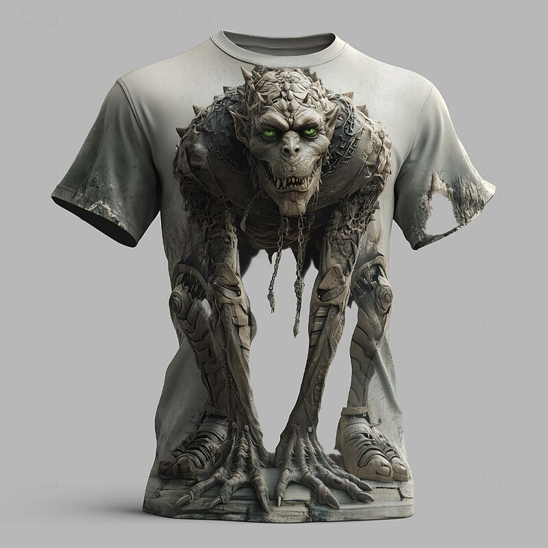 Christmas Men's Santa Claus 3D Bigfoot T Shirt Short Sleeve T shirt 3D Print Crew Neck Shirt Daily Designer Artistic Vacation Party Street Red Blue Dark Gray All Seasons Clothing Apparel S M L XL XXL4