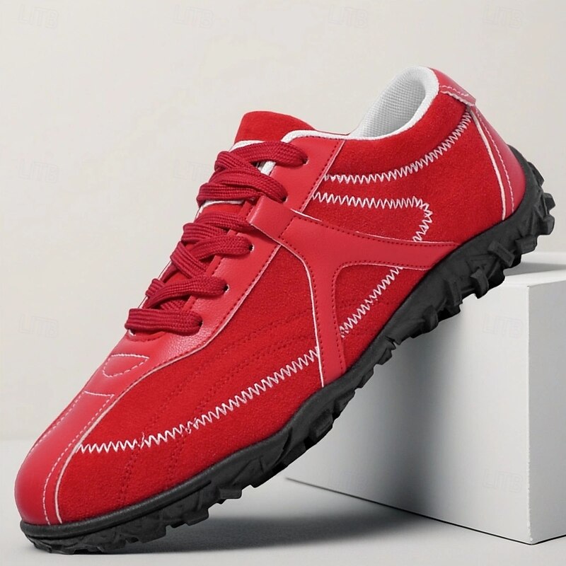 Men's Red Casual Sneakers with Stitch Detailing and Soft Sole, Breathable Sporty Shoes for Outdoor Activities, Walking and Daily Fashion2