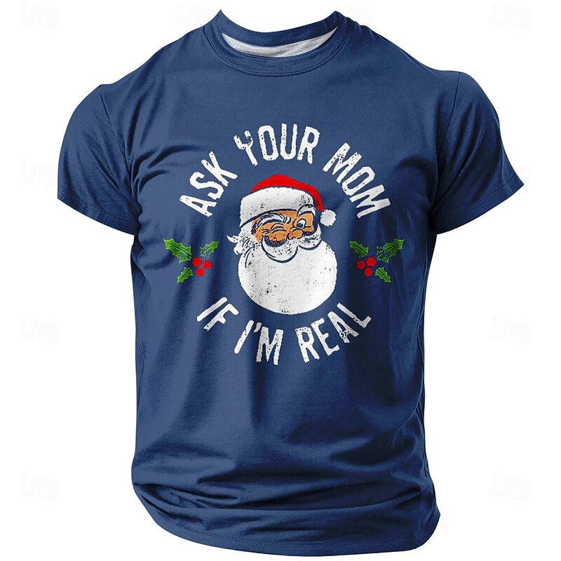 Christmas Men's Santa Claus Funny T Shirt Short Sleeve T shirt 3D Print Crew Neck Shirt Daily Designer Artistic Vacation Party Street Black Red Blue All Seasons Clothing Apparel S M L XL XXL XXXL2