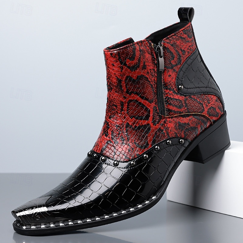 Men's Luxury Snake Print Boots - Stylish and Bold, Ideal for Special Events, Weddings and Night Outs 2026 - €74.99