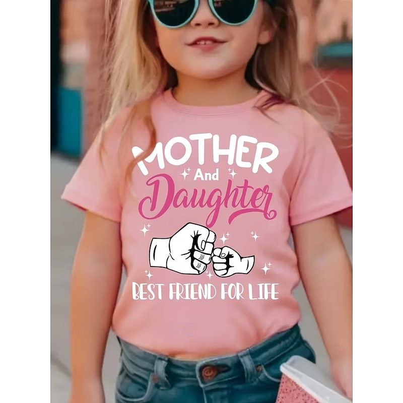 Girls' 3D Graphic Letter T shirt Tee Short Sleeve 3D Print Summer Spring Sports Fashion Streetwear Kids 4-12 Years Crew Neck Casual Daily Outdoor Regu