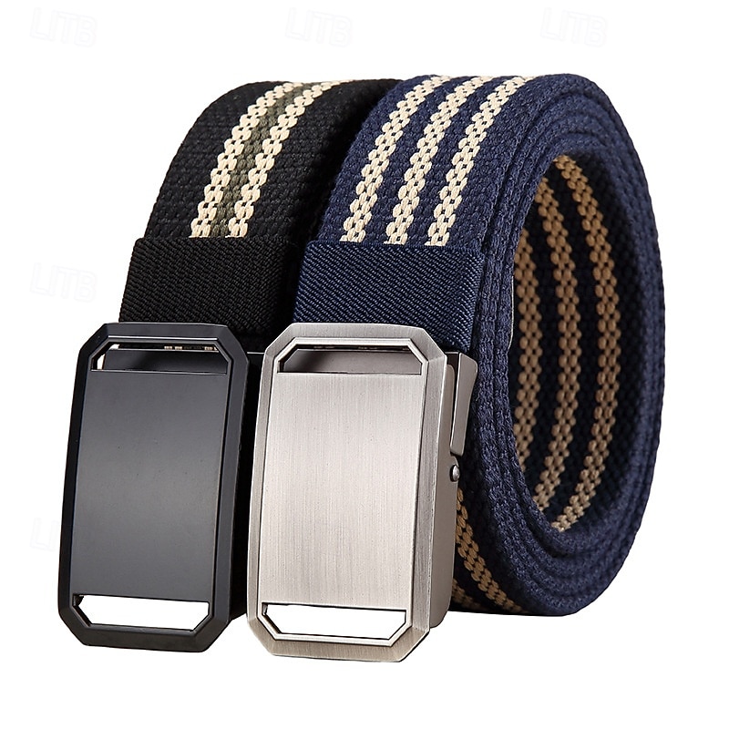 Men's Belt Classic Stripe Knit Canvas Elegant Fashion Casual Striped Blue Black 2# Casual Daily Waist Belt 2026 - €8.99