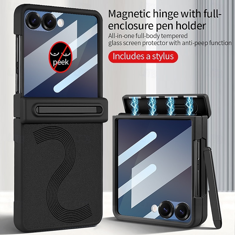 Phone Case For Samsung Galaxy Z Flip 7 Z Flip 6 Back Cover with Screen Protector PU Leather 2026 - €25.99