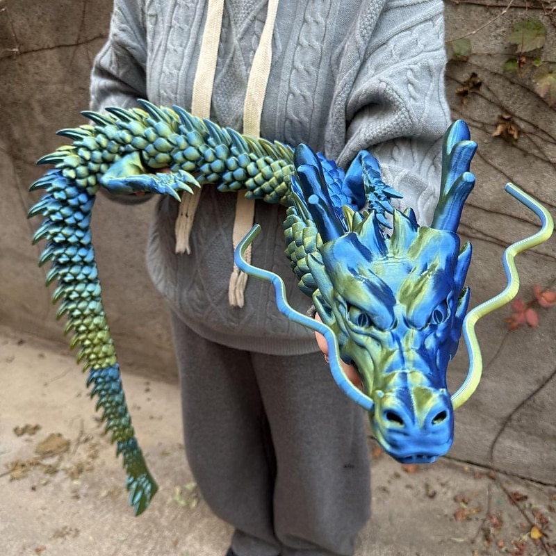 150cm/59in 3D Printed Dragon, Extra-Large 3D Dragon, Animal Doll, Home Desktop Ornament, Fidget Toy, Perfect for Christmas And Halloween Decor, Holida