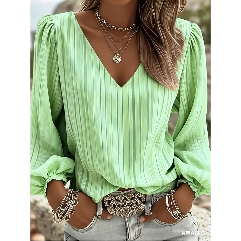 Shirt Boho Shirt Pleated Graphic Striped Elegant