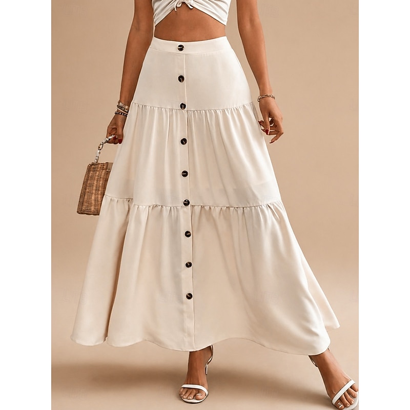 Vacation Skirt Elegant Maxi High Waist Skirts