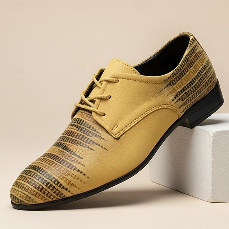 Men's Yellow Faux Leather Lace-Up Dress Shoes Modern Stylish Office and Business Casual Footwear 2026 - €49.99