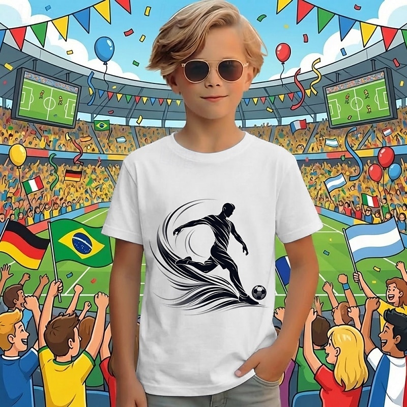 Boys' 3D Graphic Football T shirt Tee Short Sleeve 3D Print Summer Spring Sports Fashion Streetwear Kids 4-12 Years Crew Neck Casual Daily Outdoor Reg
