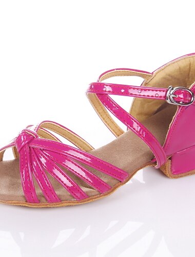  Damen Schuhe für den lateinamerikanischen Tanz Ballsaal Innen Professionell ChaCha Grundlegend Sandalen Einheitliche Farbe Niedriger Absatz Schnalle Kinder Silber Gold Fuchsie / Wildleder