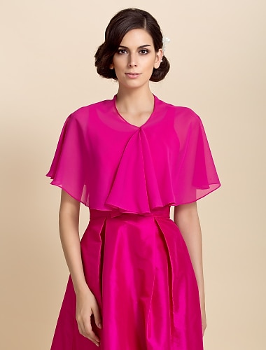  Kurzarm Kleine Umhänge Chiffon Partyabend Hochzeits-Wraps Mit Drapiert / Einfarbig
