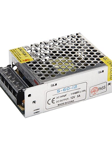  12v 5a 60w адаптер питания универсальный регулируемый импульсный трансформатор ac110-220v to dc 12v 5a преобразователь светодиодная лента драйвер