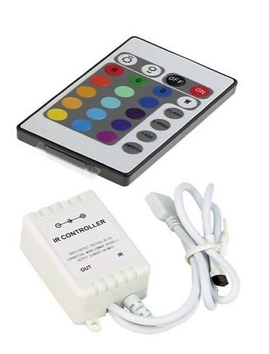  zdm dc12v 24-key led strip ir control remoto con caja de control para 3528 5050 smd rgb led strip lights
