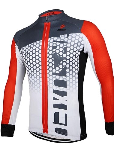  Arsuxeo Bărbați Manșon Lung Jerseu Cycling Negru / Verde Alb+Roșu Albastru / Negru Bicicletă Jerseu Topuri Respirabil Uscare rapidă Design Anatomic Sport 100% Poliester Ciclism montan Ciclism stradal