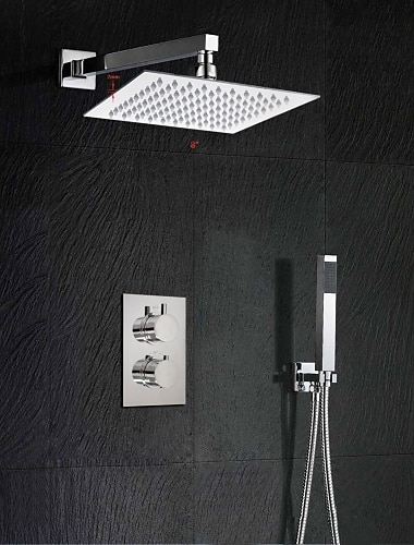 douchesysteem kraan combo set douchekop 8 inch chroom, ruw in messing klep en trimkit, roestvrijstalen hogedruk handsproeier wandgemonteerde badkamer