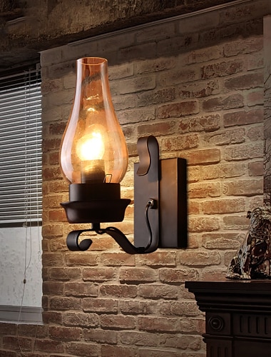  Lightinthebox lâmpada de parede retro vintage rústico scone de parede de vidro para quarto cabeceira industrial luz de parede luminárias led lâmpadas corredor escada