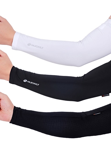  1 Par Nuckily Mangas de ciclismo Armwarmers Mangas de compresión Color sólido UPF 50 Reflexivo Ligero Bicicleta Blanco Negro para Hombre Mujer Adulto Bicicleta de Pista Bicicleta de Montaña Pesca