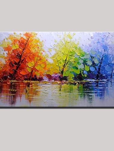  Hang-Ölgemälde Handgemalte Horizontal Panorama Landschaft Modern Fügen Innenrahmen