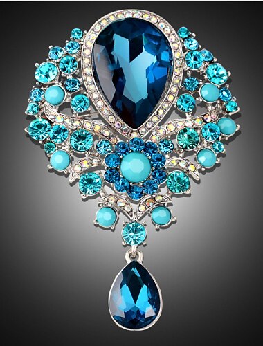  Damen Broschen Birne Solitär Party damas Luxus Büro Modisch Krystall Zirkonia Strass Brosche Schmuck Purpur Blau Gold Für Party Hochzeit Besondere Anlässe Jahrestag Geburtstag Geschenk