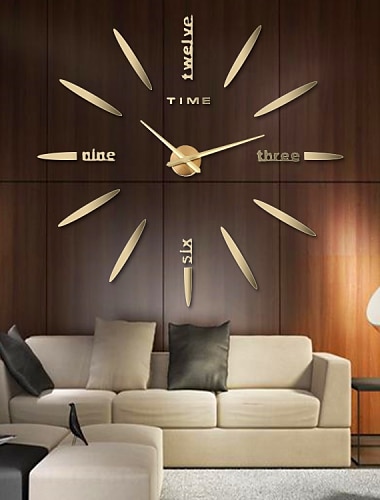  Modern Metal Family AA Decoration 3D DIY Wall Clock Decor Sticker Large DIY Wall Clock for Home Living Room Bedroom Office Decoration