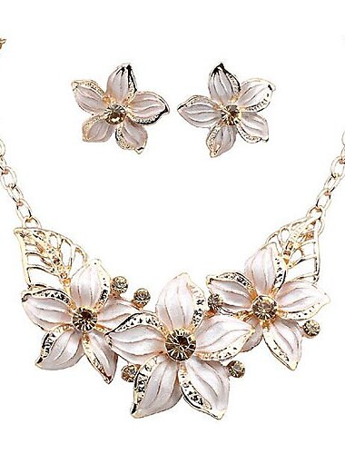  Sieradenset Ketting / Oorbellen For Dames Synthetische Diamant Feest Bruiloft Casual Legering Bloem Gouden / Dagelijks