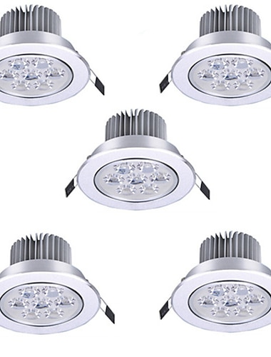  5kpl 7 W LED-kohdevalaisimet LED Ceilling Light Recessed Downlight 7 LED-helmet Teho-LED Koristeltu Lämmin valkoinen Kylmä valkoinen 175-265 V / RoHs / 90