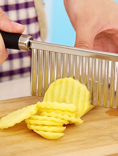  Kartoffelschneider Wellenkantenwerkzeug Edelstahl Pommes frites Cutter gezahnte Klinge Schneidwerkzeug