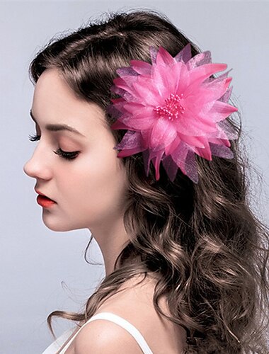  Tissu Fleurs / Coiffure / Pince à cheveux avec Fleur 1 pc Mariage / Occasion spéciale Casque
