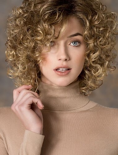  perruques blondes pour femmes perruque synthétique bouclés bouclés partie latérale perruque blonde courte blonde cheveux synthétiques mode féminine blonde