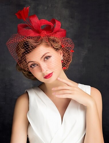  Tule / Veer fascinators met 1 Speciale gelegenheden  / Teaparty / Valentijnsdag Helm