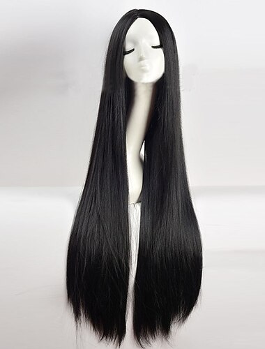  pelucas negras para mujeres la familia addams peluca larga negra peluca cosplay peluca sintética peluca cosplay larga azul marrón claro lago azul rubio rosa pelo sintético pelucas de halloween para