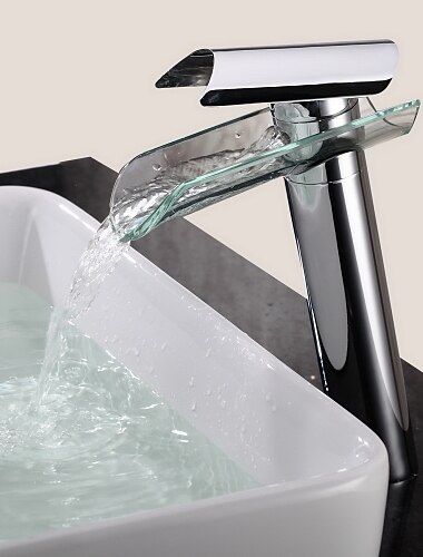  Rubinetto per lavabo da bagno - Rubinetto per lavabo a cascata cromato monoforo / monocomando monofororubinetti per vasca / ottone
