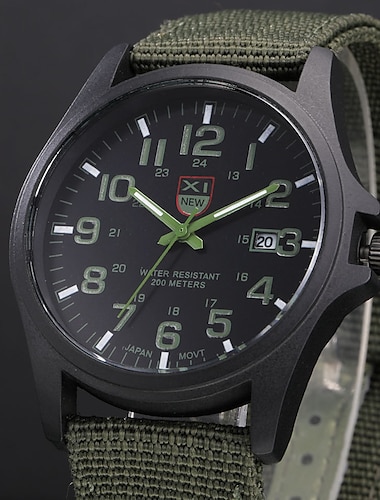  quartz klokke for menn analog quartz lerretsrem klokker menn casual auto date quartz watch militær army green watch enkel analog sport mann armbåndsur