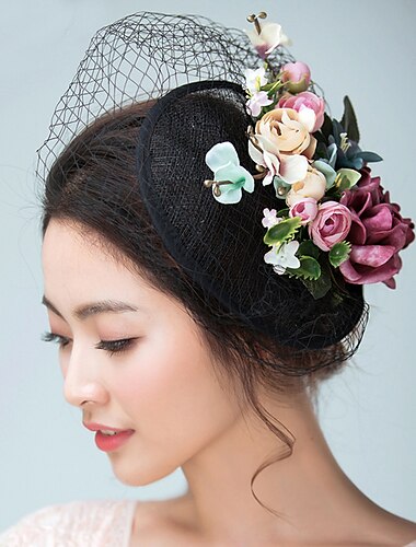  Fascinators Hoeden Herfst Bruiloft Hoofdbedekking Vlas Paardenrace Dames Dag Royal Ascot Vintage Stijl Bloem Elegant Met Bloemen Hoofdsieraad Hoofdbedekking jurk om indruk te maken Race Dag Jurk 2025
