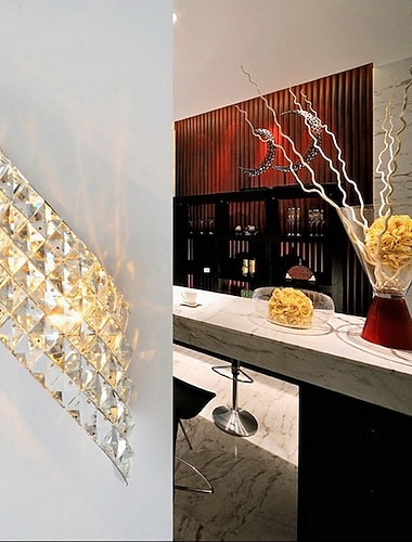  38 cm moderne, moderne mudroom krystalldesign innfelt vegglampe led metall vegglampe 110-120v 220-240v 20 w/g4