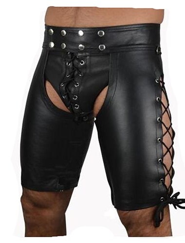  herrshorts i pu-läder klubbuniformer cosplay-kostym festdräkt sexiga kostymer enfärgade byxor för festklubb karneval mardi gras