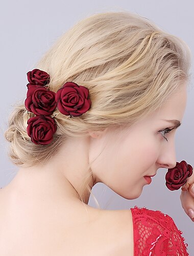  Tissu Coiffure / Épingle à cheveux avec Fleur 1 pc Mariage / Occasion spéciale Casque