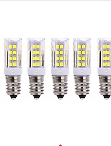  5 stk 5w led mais lyspære e14 t 51 led perler smd 2835 800lm for takvifte lysekrone pendel lys varm hvit 220~240v