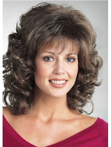  brune parykker for kvinner syntetisk parykk krøllete krøllete parykk middels lengde brunt syntetisk hår brunt