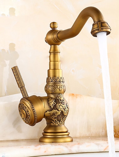  Robinet de lavabo de salle de bain, mitigeur en laiton, bec standard, robinets de bain en laiton avec eau chaude et froide
