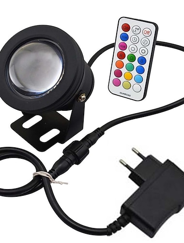  exterior 10w led rgb led resistente jardín paisaje fuente estanque reflector luces exteriores lámpara bombilla adaptador de corriente enchufe de la ue función de memoria ajuste de tiempo (ac85-265v)