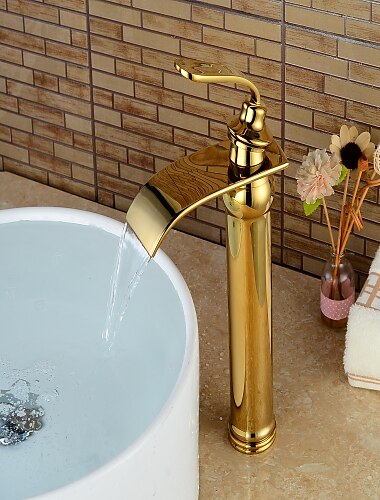  baterie chiuveta baie - cascada ti-pvd centerset un singur mâner robinete pentru baie cu o gaură / alamă