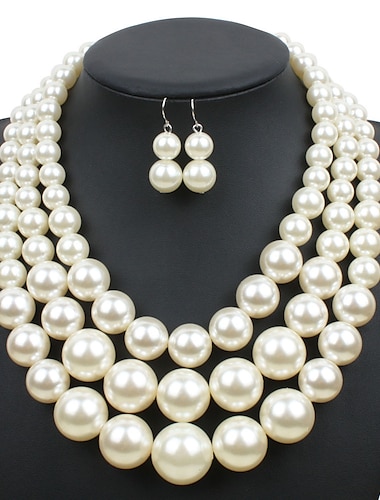  ジュエリーセット トリニティネックレス For 女性用 真珠 パーティー 結婚式 カジュアル 真珠 / 日常
