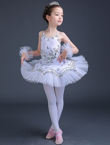  Ballet Dress Lace Crystals / Rhinestones Paillette Performance Sleeveless High Spandex Tulle