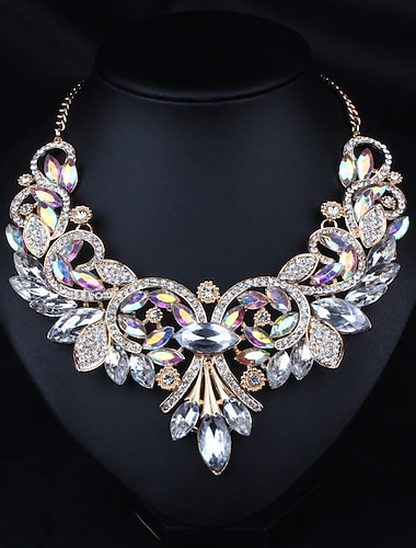  Statement Necklace Crystal Rhinestone Alloy Women's Luxury Basic Victorian Necklace For Party Wedding Anniversary / Casual / Daily / Engagement / Valentine